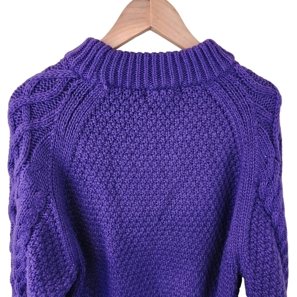 NWT H&M purple long-sleeve cable knit wool  sweater top jumper - Picture 13 of 15